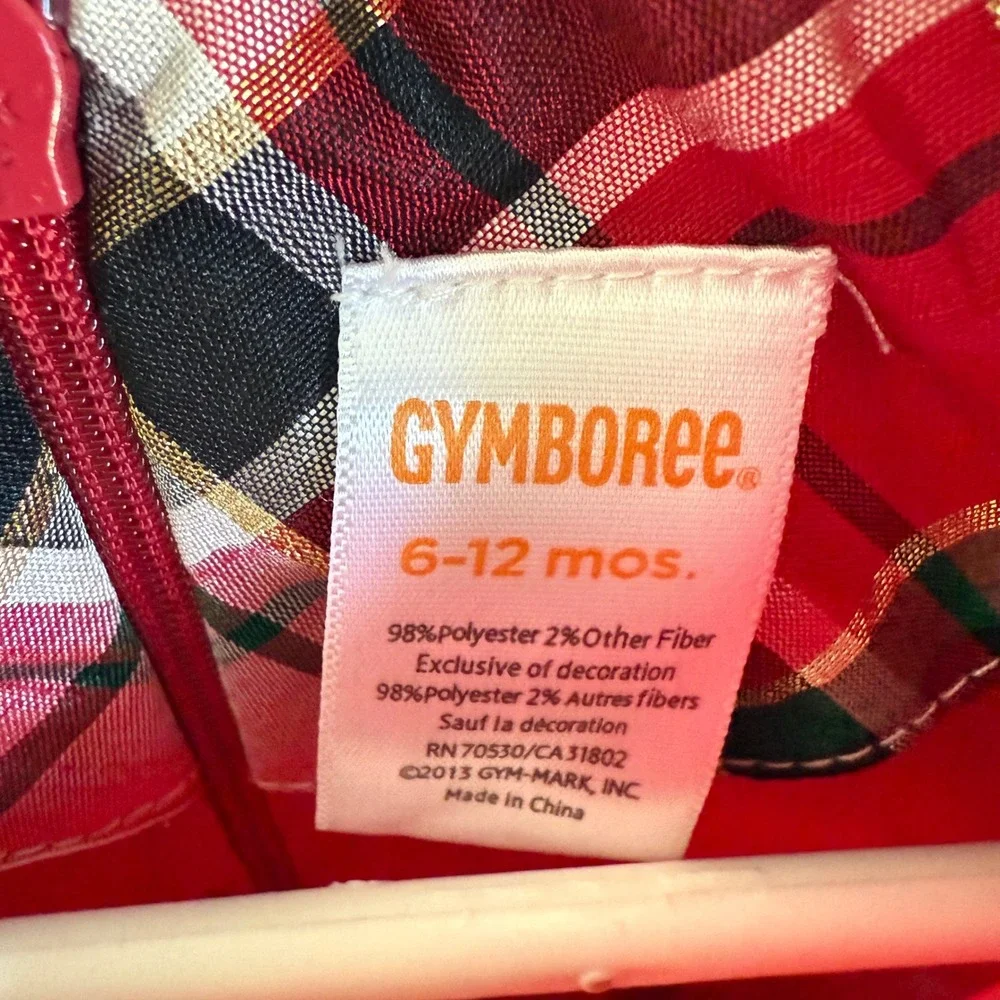 Gymboree Girls Plaid Holiday‎ Dress Toddler Size 6-12 Months Festive Red Green